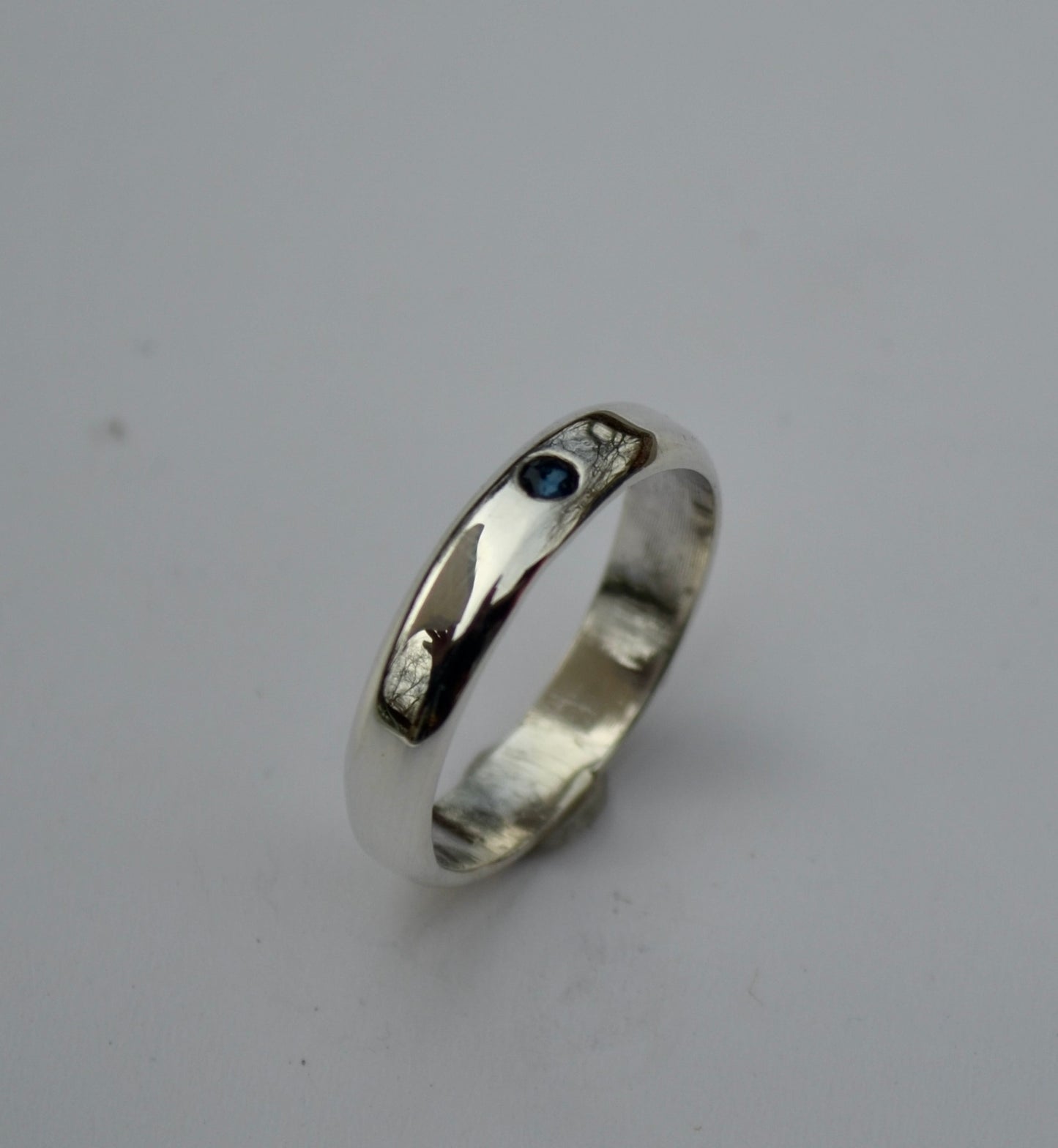 Sterling Silver Band with Sapphire