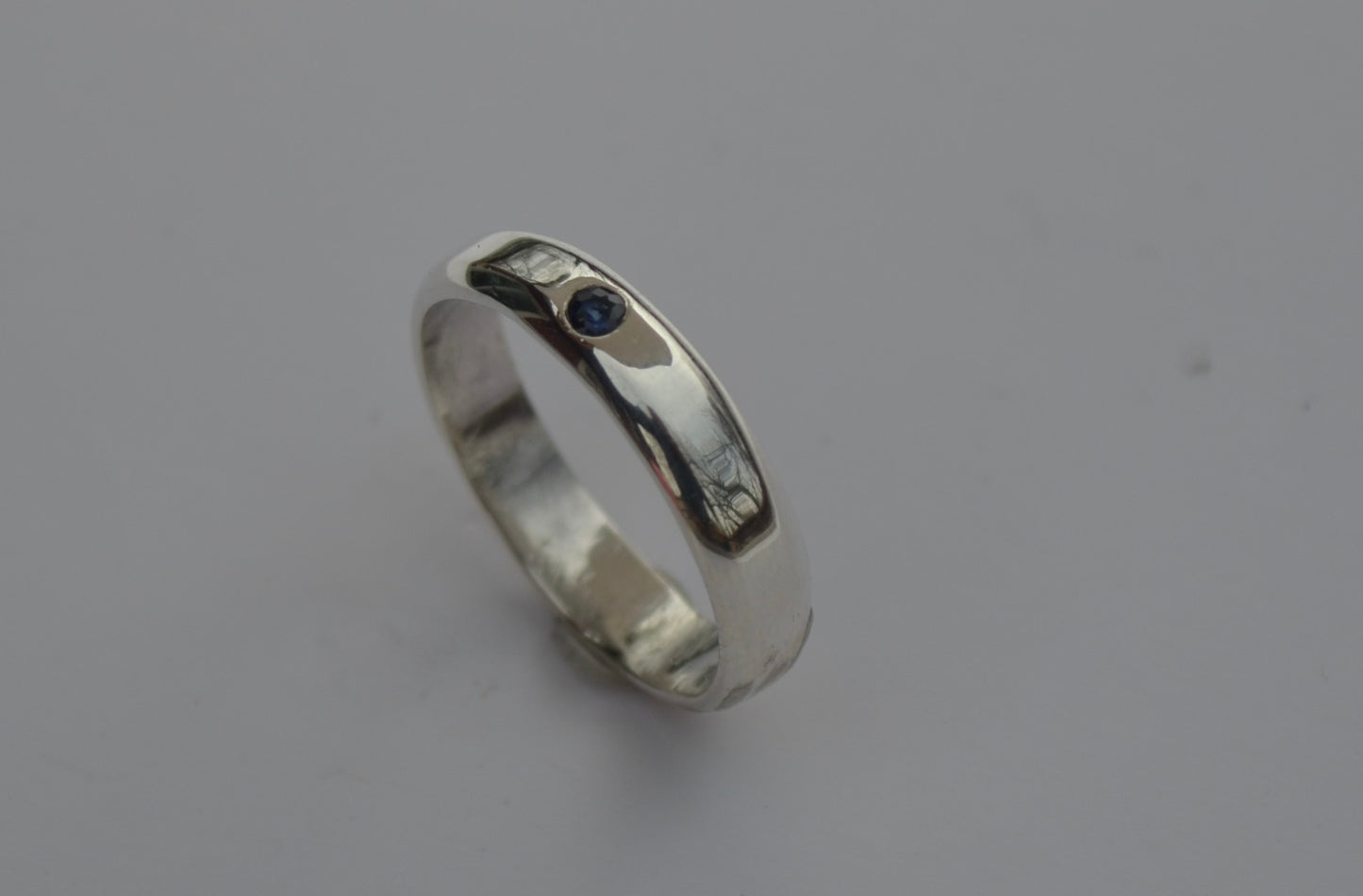 Sterling Silver Band with Sapphire